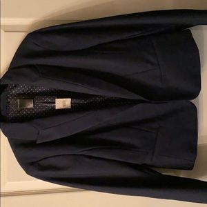 Ann Taylor Navy Blue Blazer with Polka Dot Lining